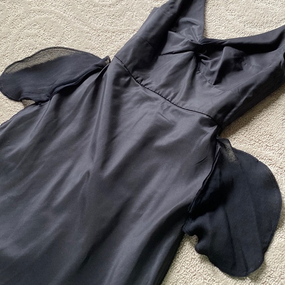LIKE NEW J. Crew | Silk Chiffon Knot Dress Size 0 Petite Little Black Dress - Picture 7 of 16
